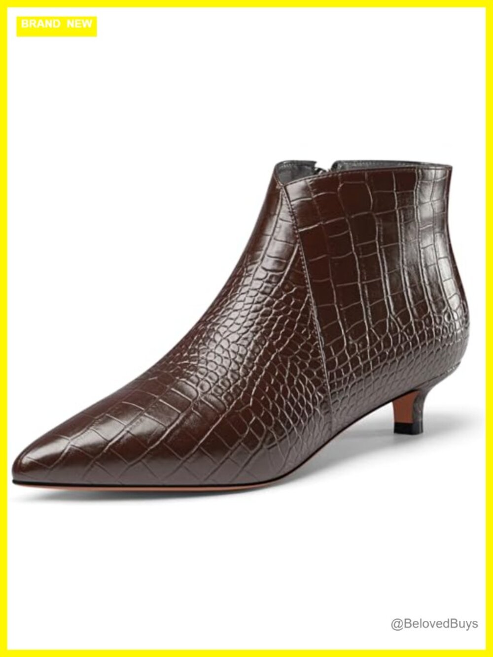 Women's Pointed Toe Low Kitten Heel Ankle Boots Zip Office Dress Booties